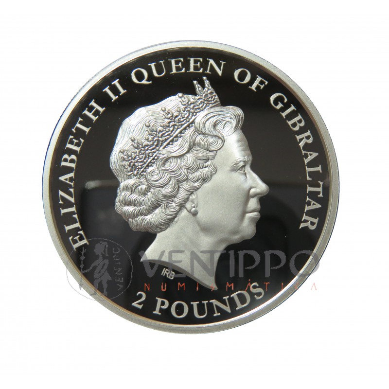 Gibraltar, 2 Pounds plata ( 1 OZ.  999 mls. ), Macaco 2021, BU.