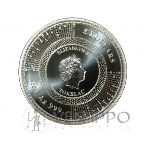 Islas Tokelau, 5 $ Plata ( 1 OZ. 999 mls. ) Serie Vivat Humanitas 2020, BU.