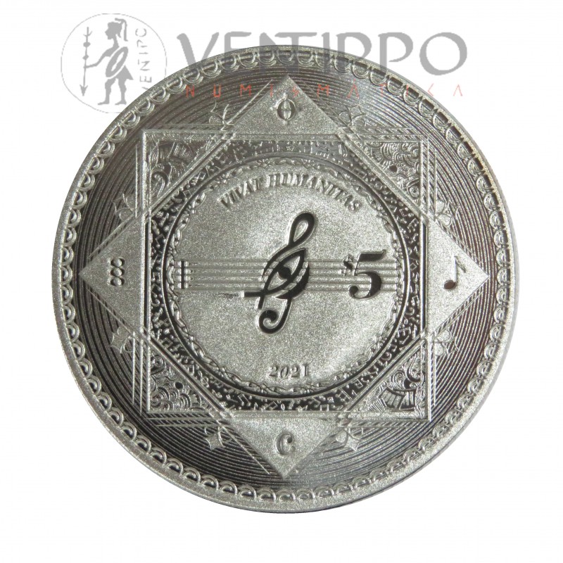 Islas Tokelau, 5 $ Plata ( 1 OZ. 999 mls.) Vivat Humanitas 2021, BU.