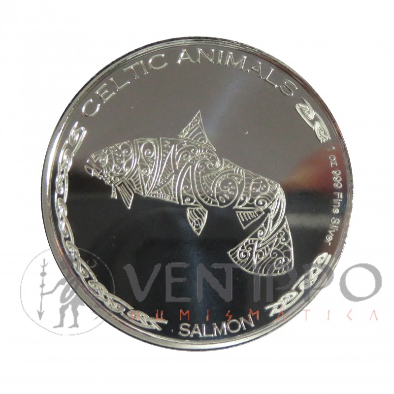 Tchad, 500 Francs plata ( 1 OZ. ley 999 mls.) Salmón Céltico 2021, BU.