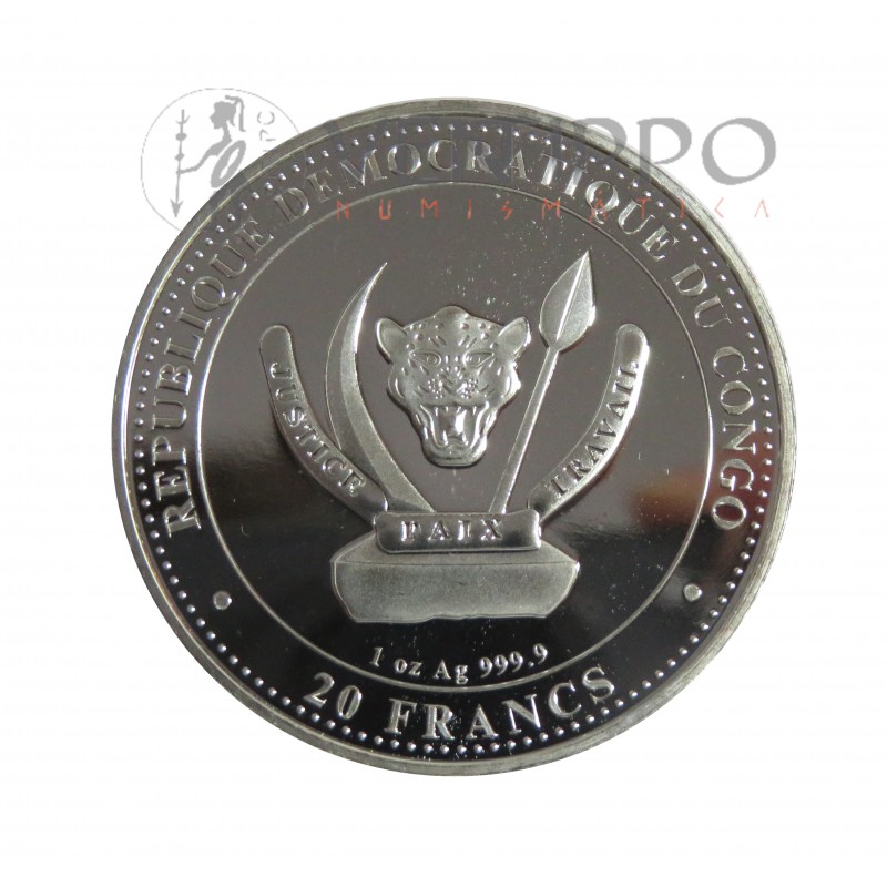 Congo, 20 Francs Plata ( 1 OZ. 999 mls. ) 2021, Mamut Lanudo, BU.