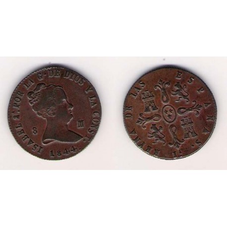 ISABEL II, 8 MARAVEDÍS, JUBIA 1844, MBC+ ESCASA.