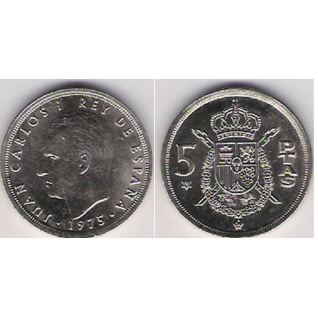 JUAN CARLOS I, 5 PESETAS 1975 *76, S/C DE CARTUCHO ORIGINAL