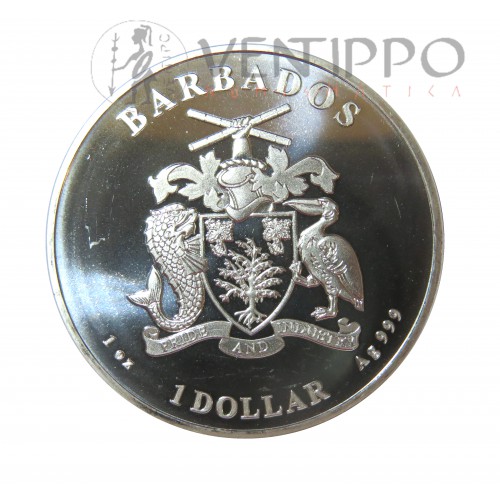 Barbados, Dollar plata ( 1 OZ. 999 mls. ) Pelícano Caribeño 2021, BU.