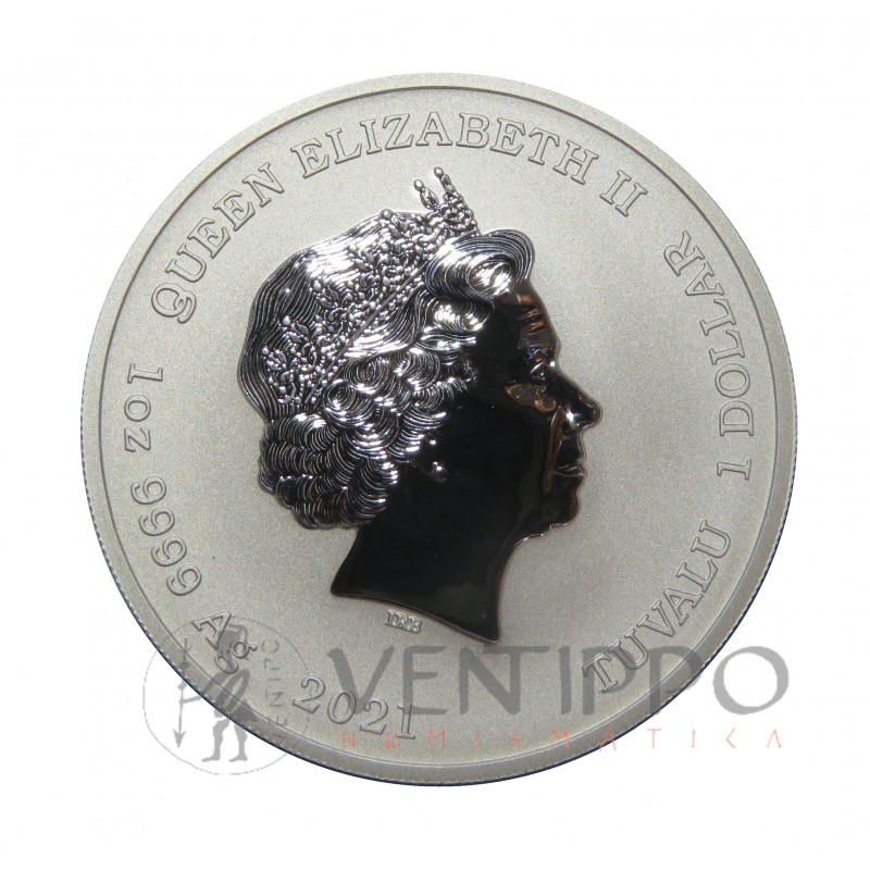 Tuvalu, Dollar plata ( 1 OZ. 9999 mls. ) 2021 Poseidón, BU.
