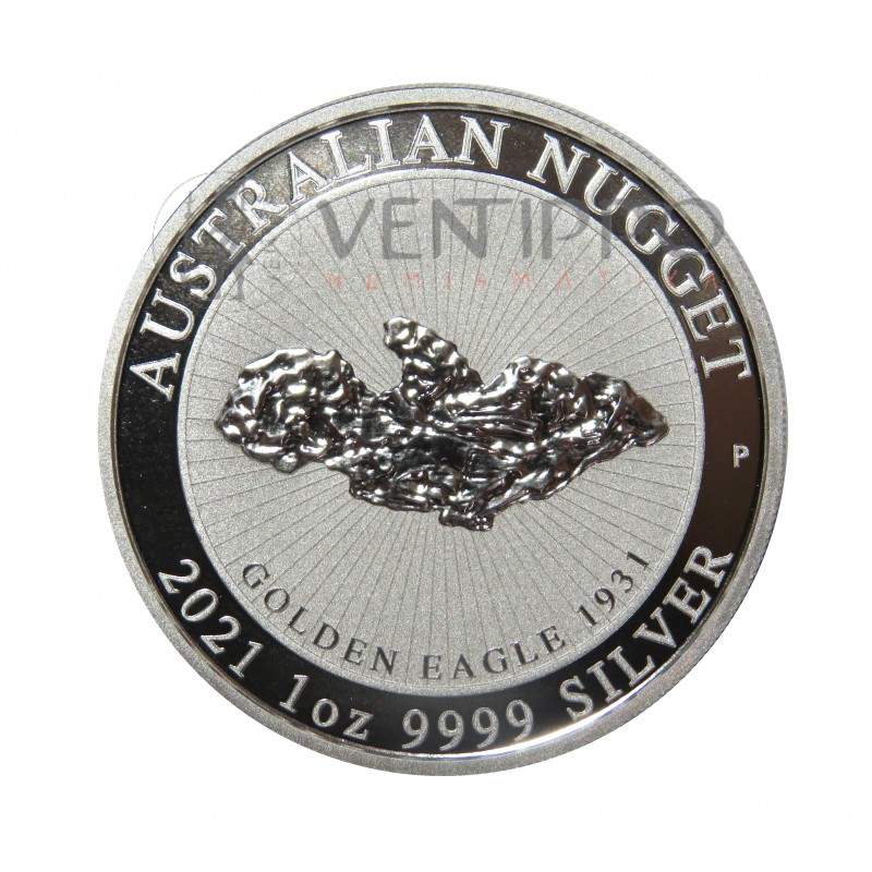 Australia, Dollar Plata ( 1 OZ. 9999 mls .) 2021 Serie Nugget, Golden Eagle, BU.