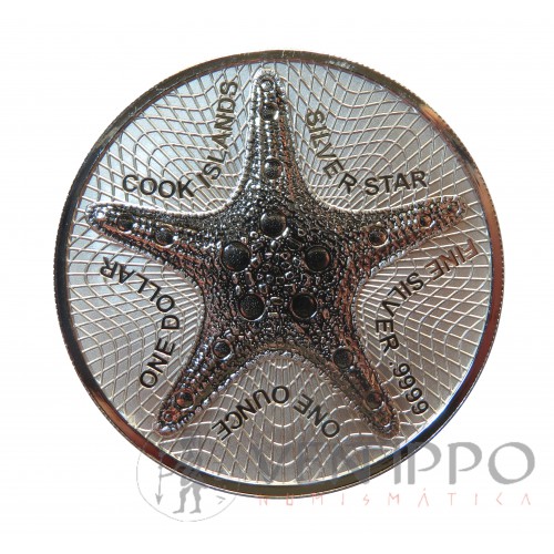 Islas Cook, dollar plata ( 1 Oz. ley 999 mls ) Estrella de mar 2021, Bu.