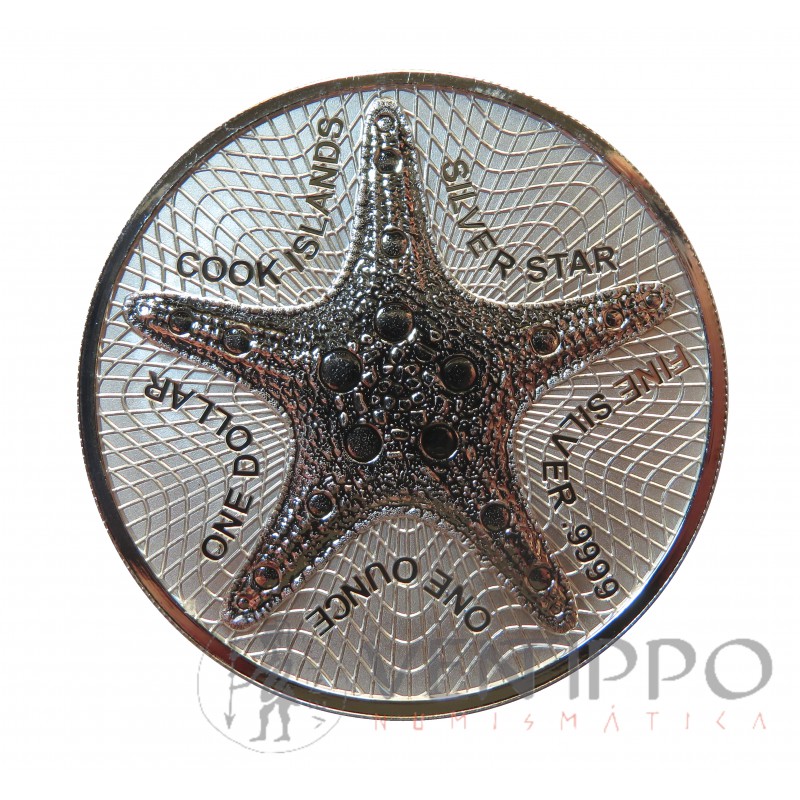 Islas Cook, dollar plata ( 1 Oz. ley 999 mls ) Estrella de mar 2021, Bu.