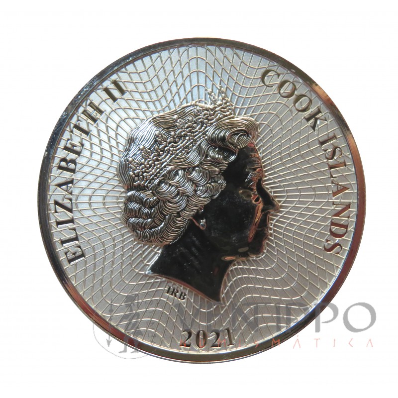 Islas Cook, dollar plata ( 1 Oz. ley 999 mls ) Estrella de mar 2021, Bu.