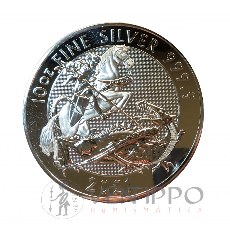 Gran Bretaña, 10 Pounds plata (10 OZ. ley 999 mls) Valian 2021 BU