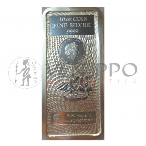 Islas Cook, 10 $ Plata (10 OZ. ley 999 mls) Bounty 2021 BU