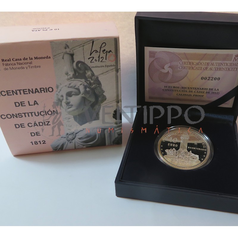10 € PLATA PROOF 2012 BICENTENARIO CONSTITUCIÓN CÁDIZ