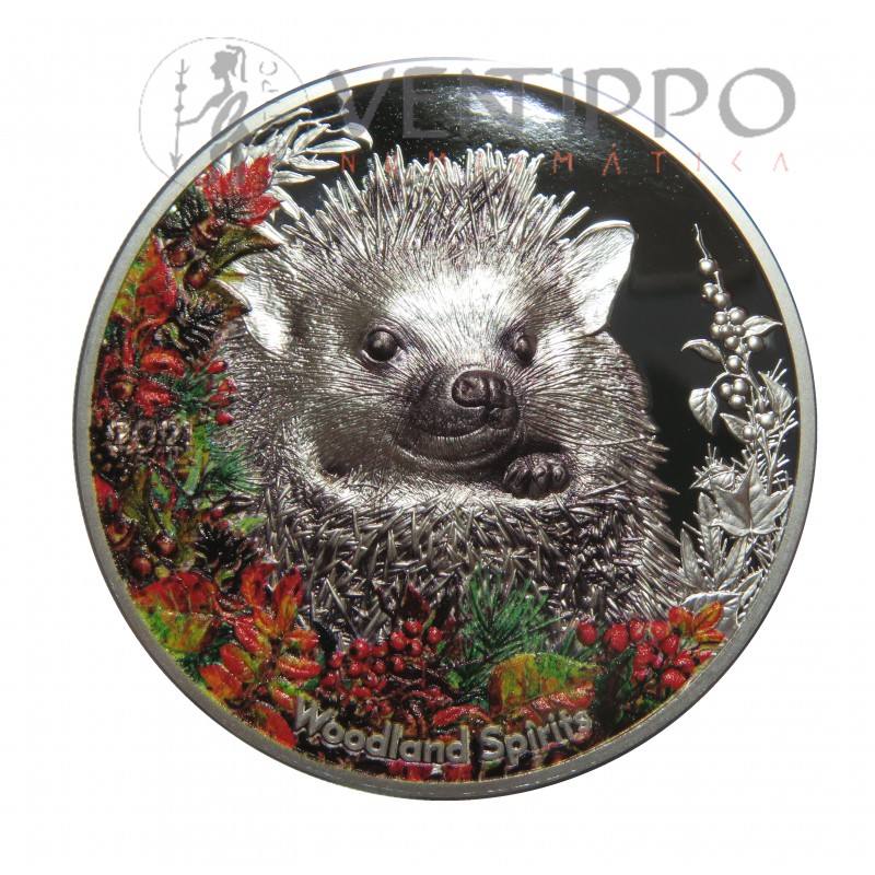 Mongolia, 500 Togrog plata ( 1 OZ. ley 999 mls. ) 2021, Erizo, Proof High Relief.