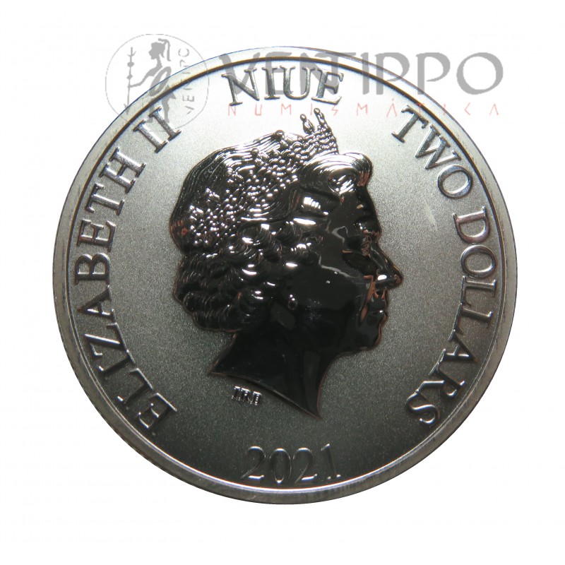 Nive, 2 $ Plata ( 1 OZ. 999 mls. ),Mickey y Goofy, Bu, 2021.