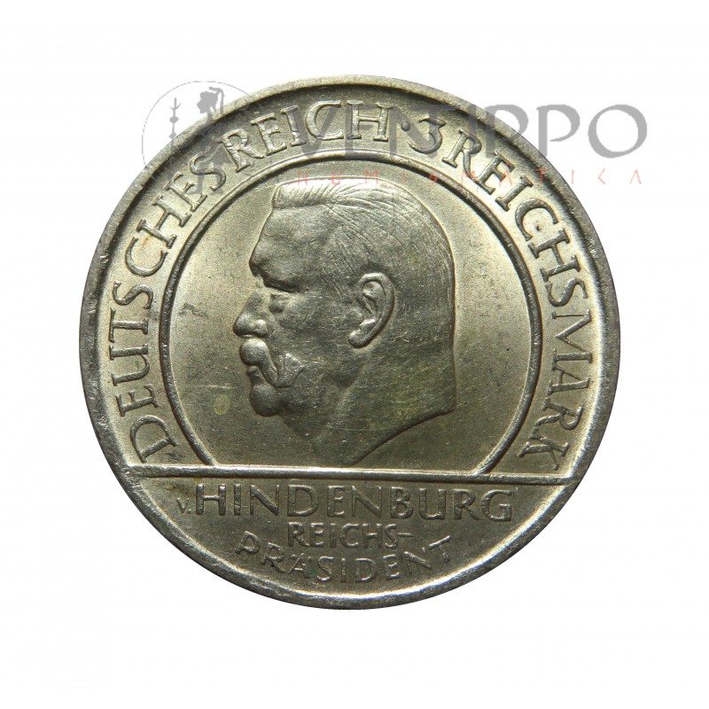Alemania, 3 Reichsmark Plata, 1929, X Aniversario Constitución de Weimar.