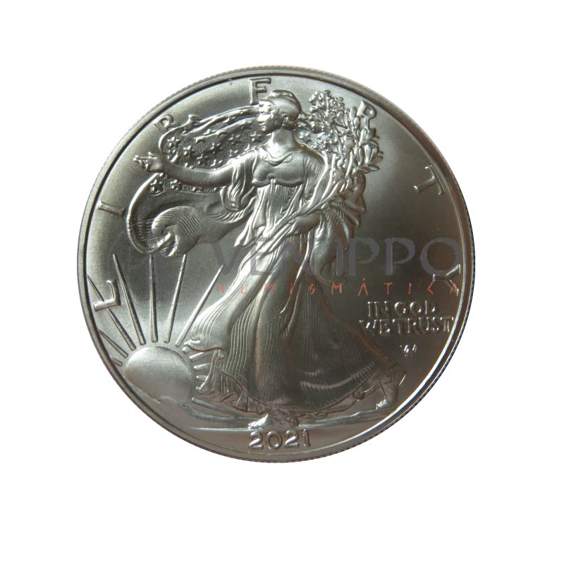 Estados Unidos, Dollar plata ( 1 OZ. 999 mls. ) 2021 Liberty Eagle, nuevo tipo.