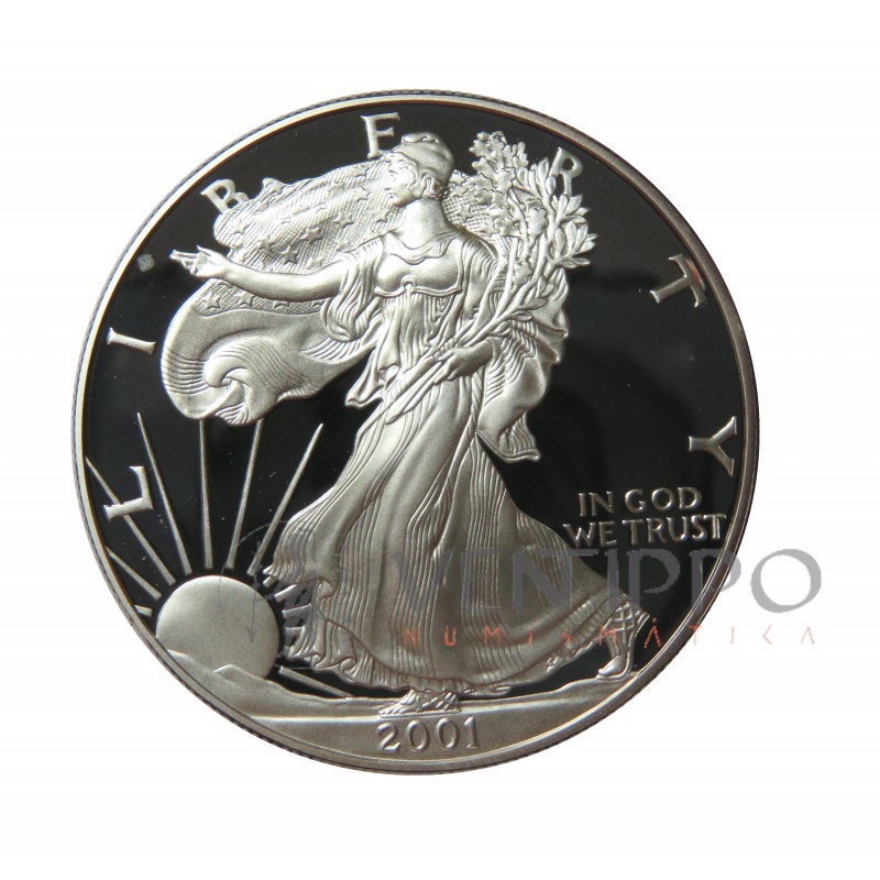 Estados Unidos, Dollar Plata ( 1 OZ. 999 mls. ) Liberty Eagle 2001, Proof
