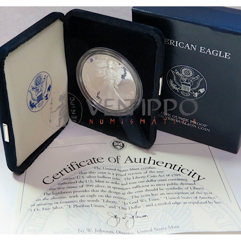 Estados Unidos, Dollar Plata ( 1 OZ. 999 mls. ) Liberty Eagle 2001, Proof