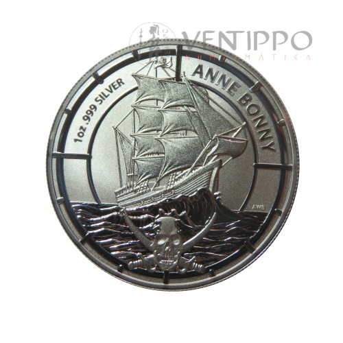 Solomon Islands, 2 $ Plata ( 1 OZ. 999 mls. ) 2021, Anne Bonny.
