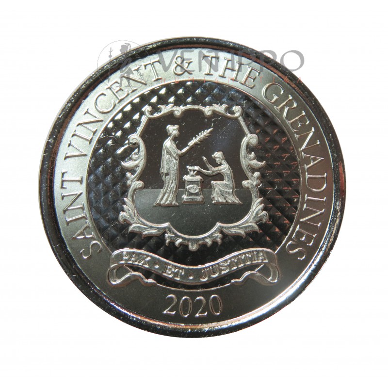 ST. Vincent and the Grenadines, 2 $ Plata ( 1 OZ.  999 mls. ) EC8 III 2020, Escudo.