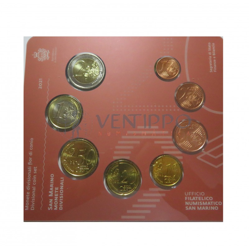 San Marino, Cartera Oficial 8 Valores, 2021, FDC.