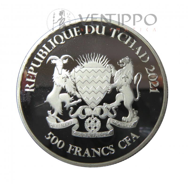 Tchad, 500 Francs Plata ( 1 OZ. Ley 999 mls. ) Conejo Céltico 2021, BU.