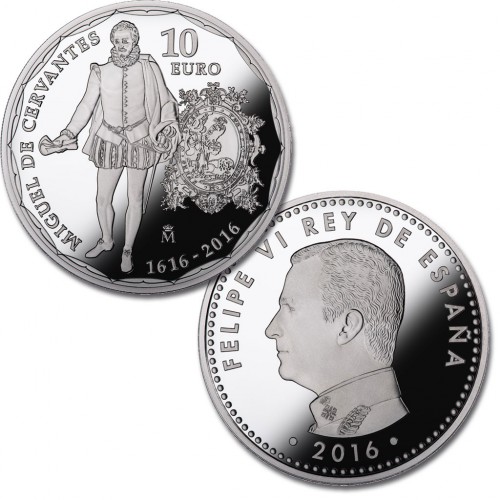 10 € PLATA PROOF, IV. CENT. MUERTE CERVANTES, 2016