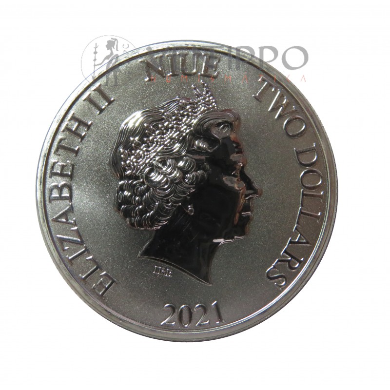 Niue, 2 $ Plata ( 1 OZ. 999 mls. ) 2021, Rey León, BU.