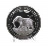 Somalia, 100 Shillings Plata ( 1 OZ. 999 mls.) Elefantes 2022, BU.