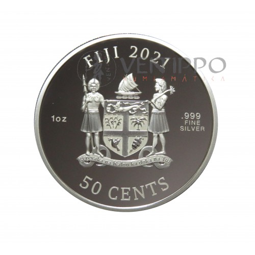 Fiji, 50 Cents Plata ( 1 OZ. 999 mls. ), Gato 2021, BU.