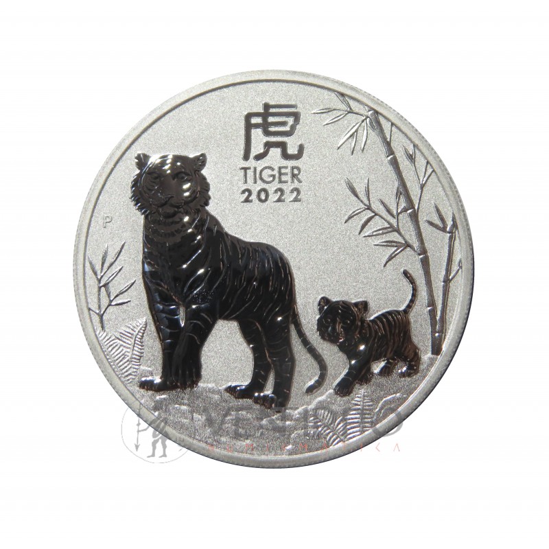 Australia, 1 $ Plata ( 1 OZ. 9999 mls. ), Año del Tigre III, 2022, BU.