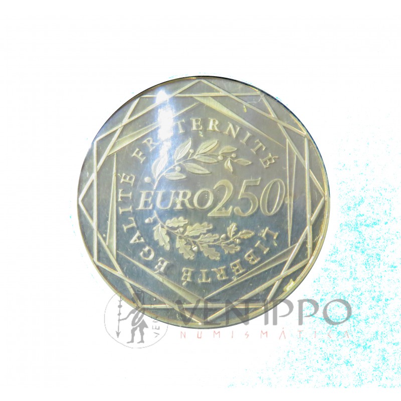 Francia, 250 € Oro ( 8,45 grs. ley 920 mls. ) Sembradora, FDC 2009.