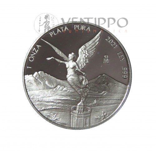 México, 1 Onza plata ( 31,10 grs., ley 999 mls. ) Libertad 2021, PROOF.