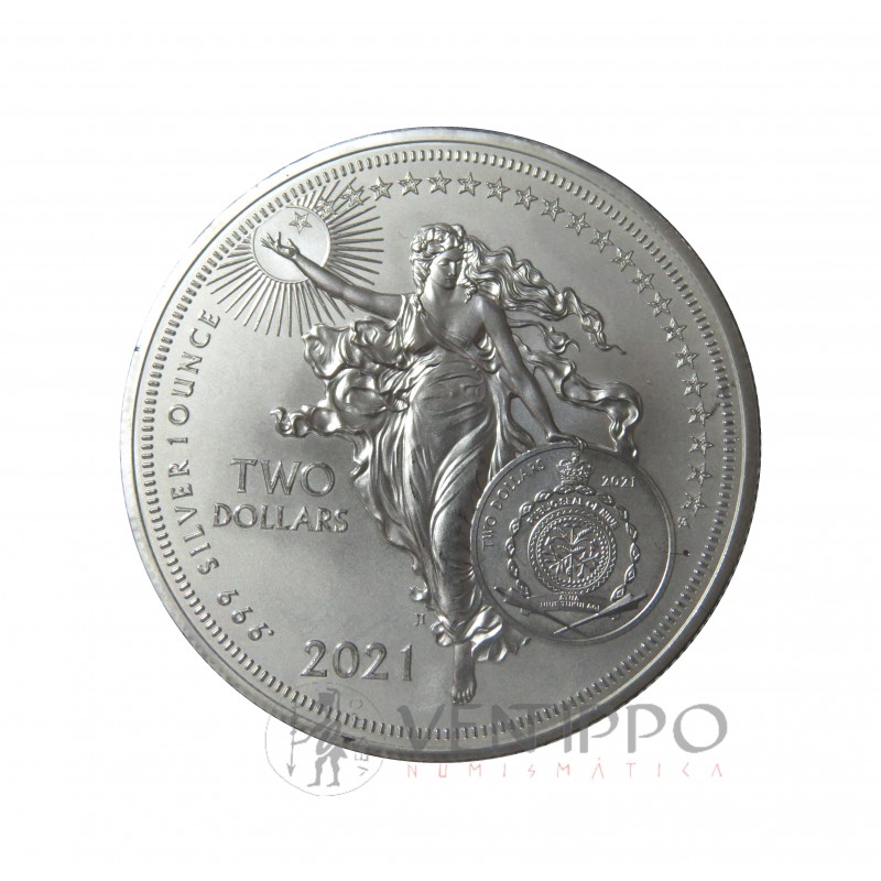 Niue, 2 $ Plata ( 1 OZ. ley 999 mls. ) 2021, Leonardo da Vinci, BU.