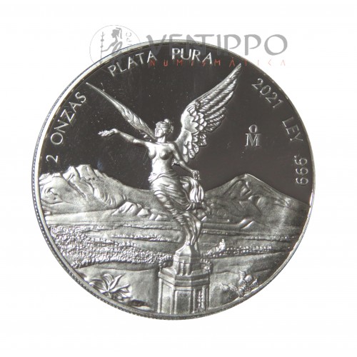 México, 2 Onzas Plata ( 62,20 gramos 999 mls. ), Libertad 2021, PROOF.
