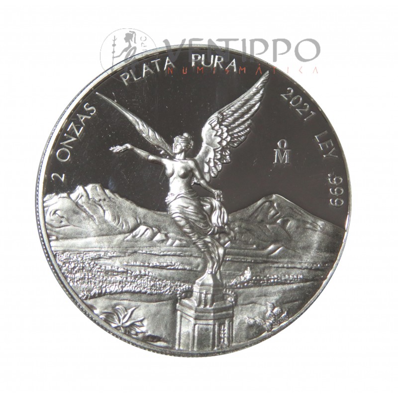 México, 2 Onzas Plata ( 62,20 gramos 999 mls. ), Libertad 2021, PROOF.