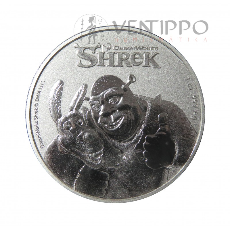 Niue, 2 $ Plata ( 1 OZ. 999 mls. ) Shrek 20 Aniv. 2021, BU.