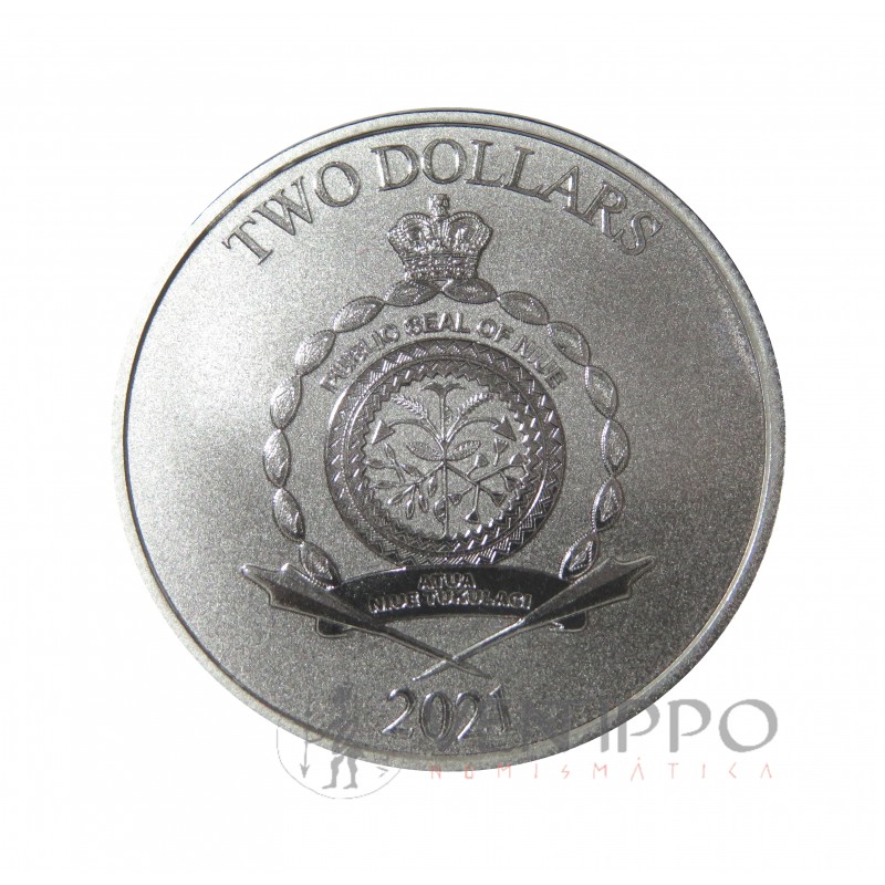 Niue, 2 $ Plata ( 1 OZ. 999 mls. ) Shrek 20 Aniv. 2021, BU.