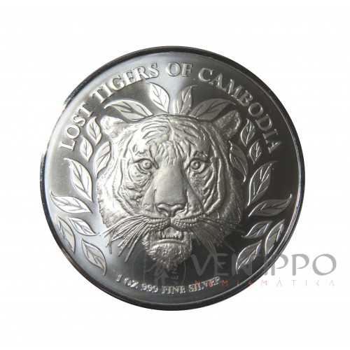 Camboya, 3000 Riels Plata ( 1 OZ. 999 mls. ) Tigre Perdido 2022, BU.