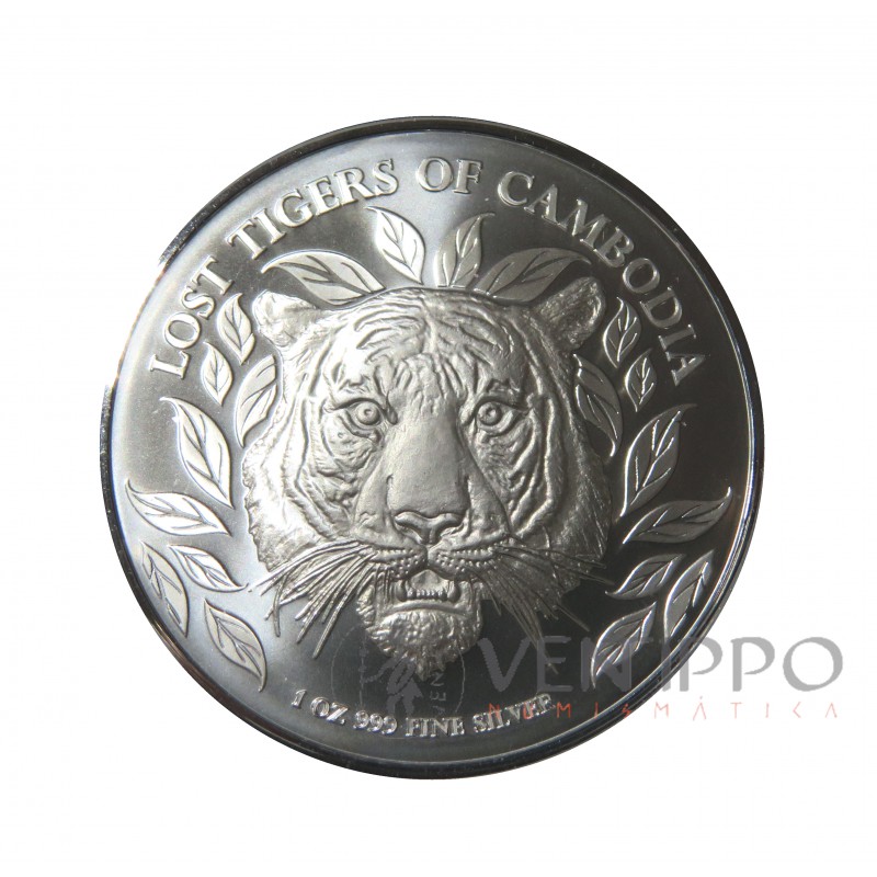 Camboya, 3000 Riels Plata ( 1 OZ. 999 mls. ) Tigre Perdido 2022, BU.