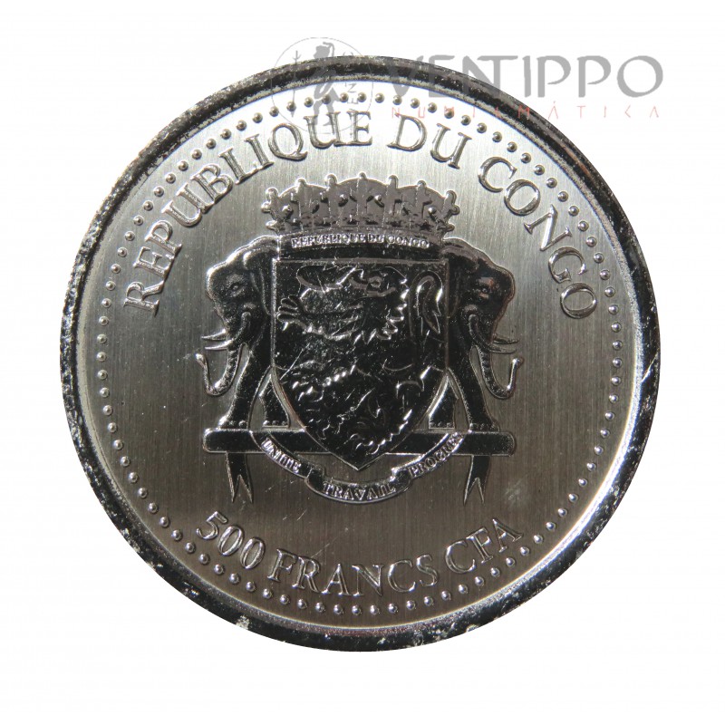 Congo, 500 Francs Plata ( 1 OZ. 999 mls ) 2021, Gorila Espalda Plateada, Prooflike.