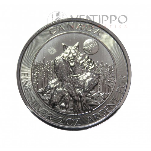 Canadá, 10 $ Plata ( 62,20 grs. ley 9999 mls. ) Hombre Lobo, 2021.