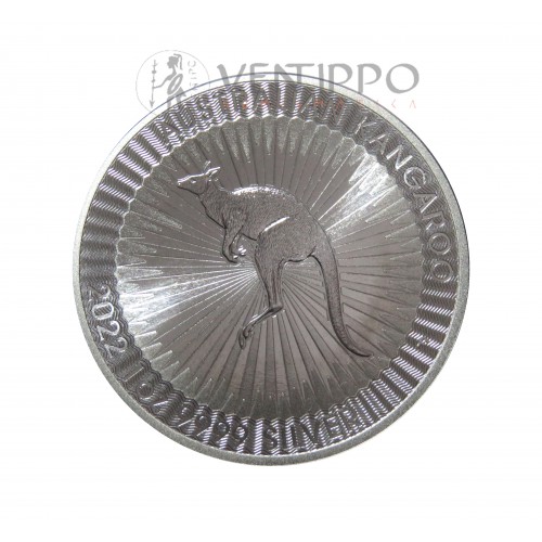 Australia, 1 $ Plata ( 1 OZ. 9999 mls. ) Canguro Perth 2022, S/C.