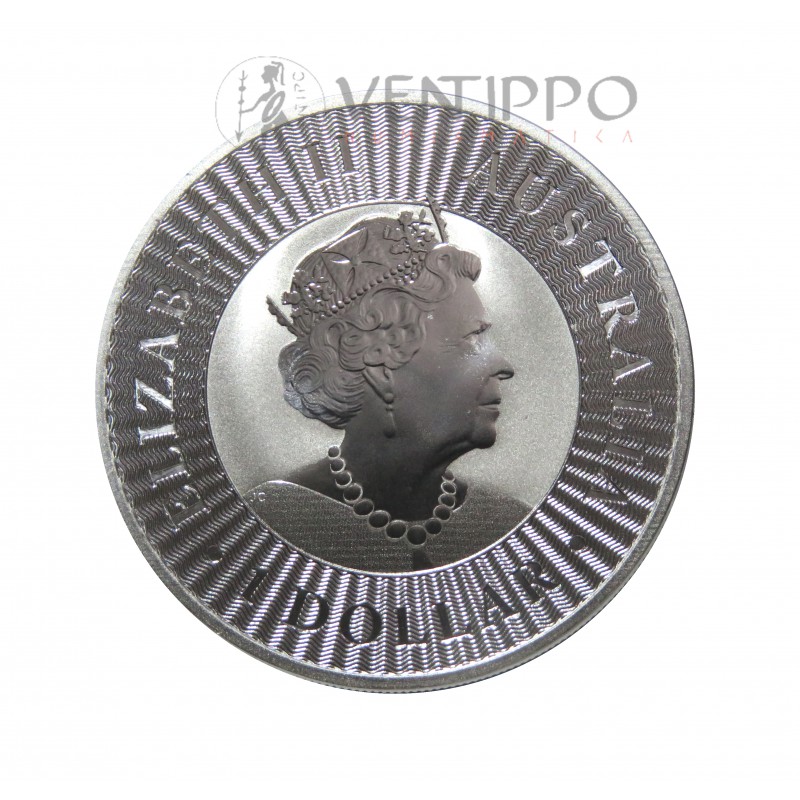 Australia, 1 $ Plata ( 1 OZ. 9999 mls. ) Canguro Perth 2022, S/C.