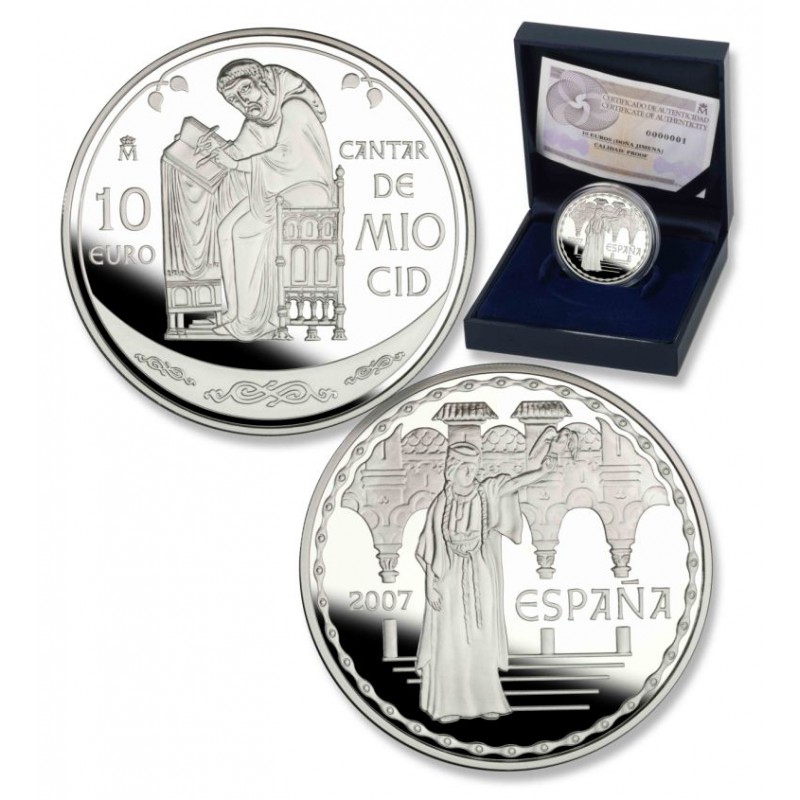 ESPAÑA ,10 € PLATA PROOF 2007, CANTAR MIO CID, DOÑA JIMENA