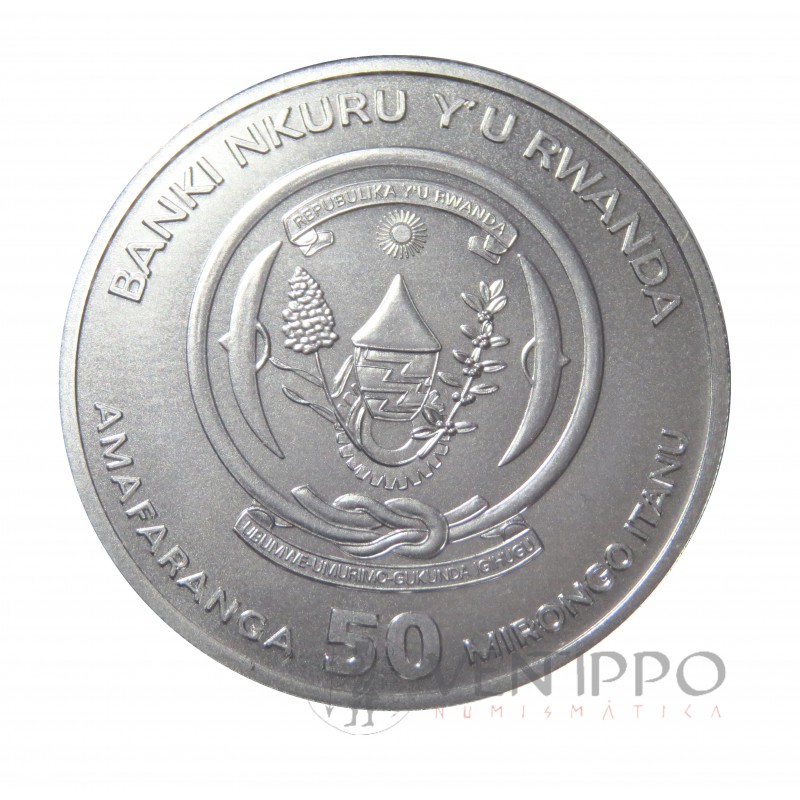 Ruanda, 50 Francs Plata ( 1 OZ 999 mls .) Año Tigre, 2022.