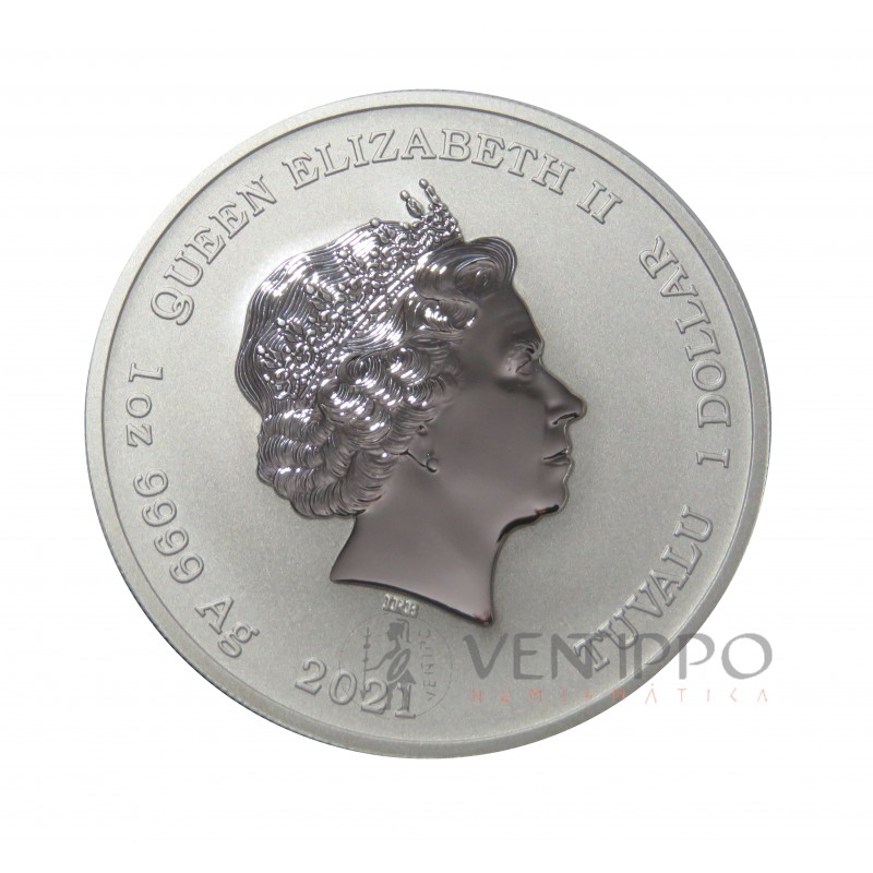 Tuvalu, Dollar Plata ( 1 OZ. 9999 mls. ) 2021, Serie Simpsons, Marge y Maggie.