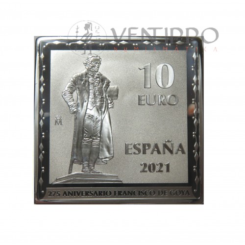 10€ Plata Proof ( 1 OZ. 999 mls. ), 2021, Serie 275 Aniv. Francisco de Goya " Perro semihundido"