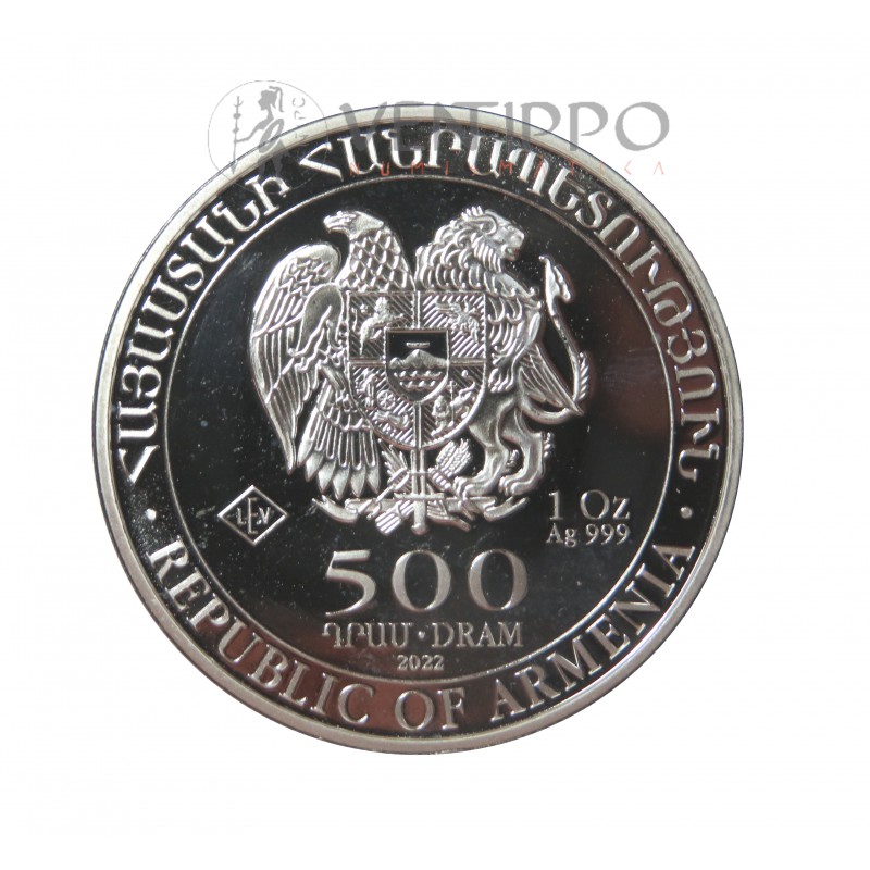 Armenia, 500 Dram Plata ( 1 OZ. 999 mls ) Arca de Noé 2022, BU.