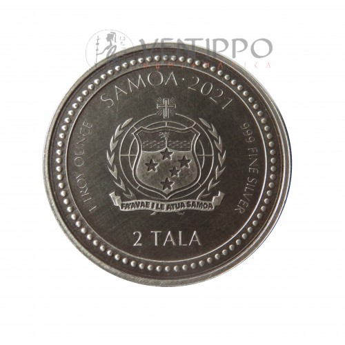 Samoa, 2 Tala plata ( 1 OZ. 999 mls .) Caballito de Mar 2021, Antique Finish.